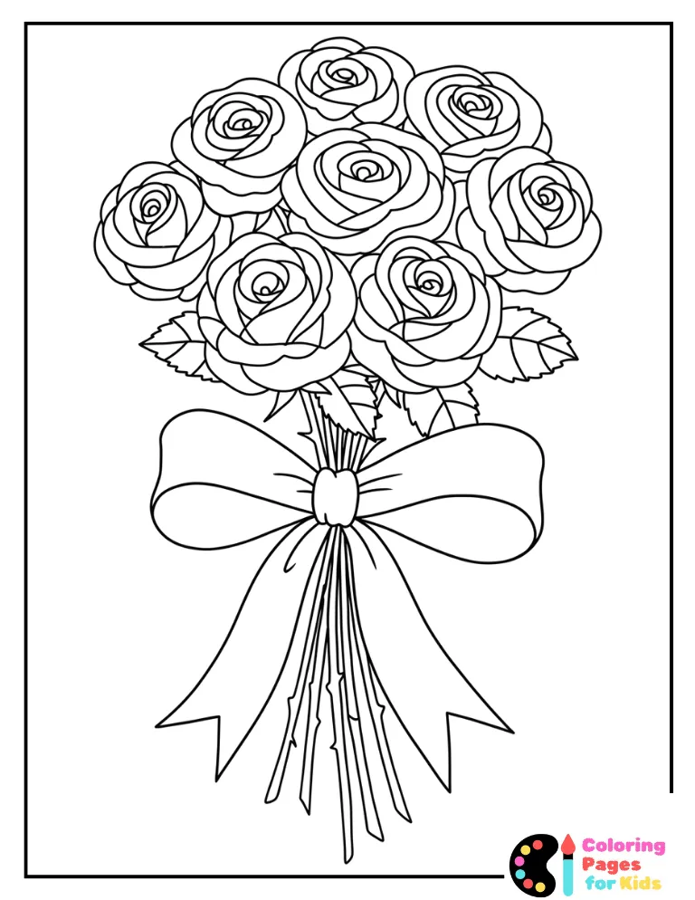 Bouquet of Roses Coloring Page