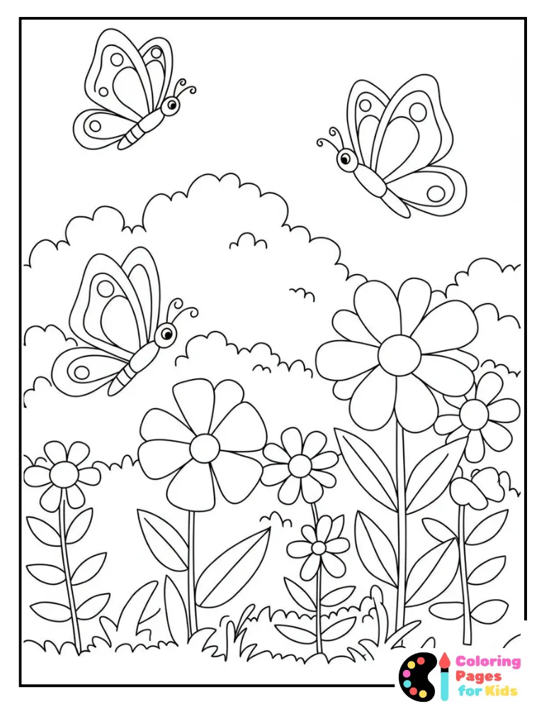 Garden of Flowers and Butterflies