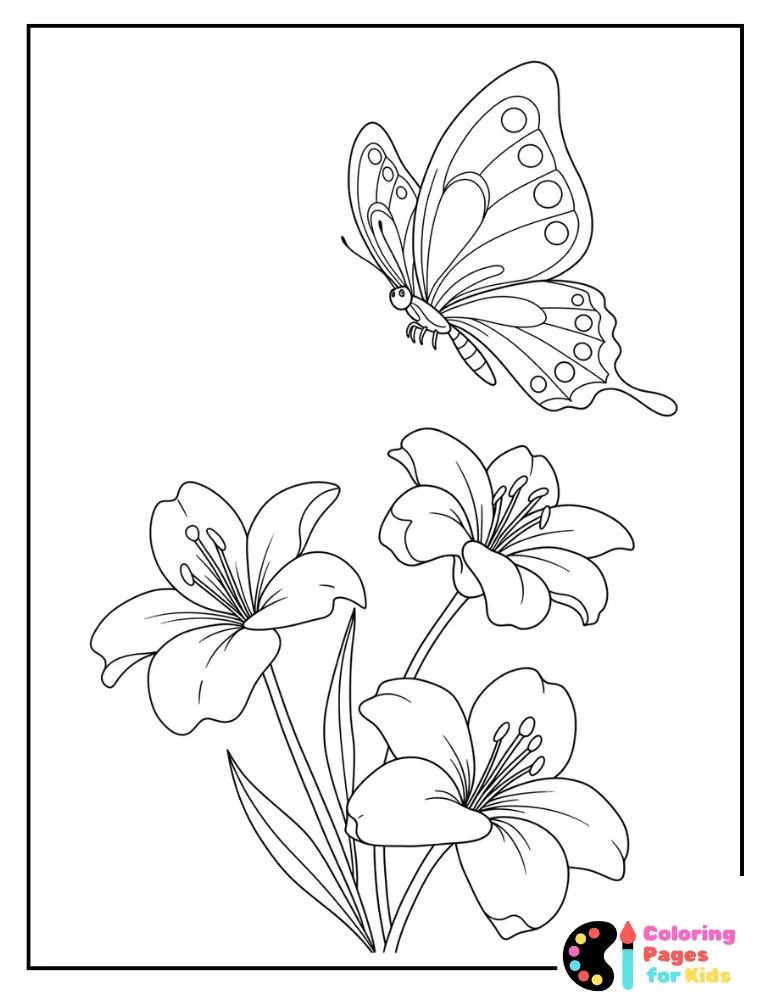 Nature Themed Butterfly with Flowers