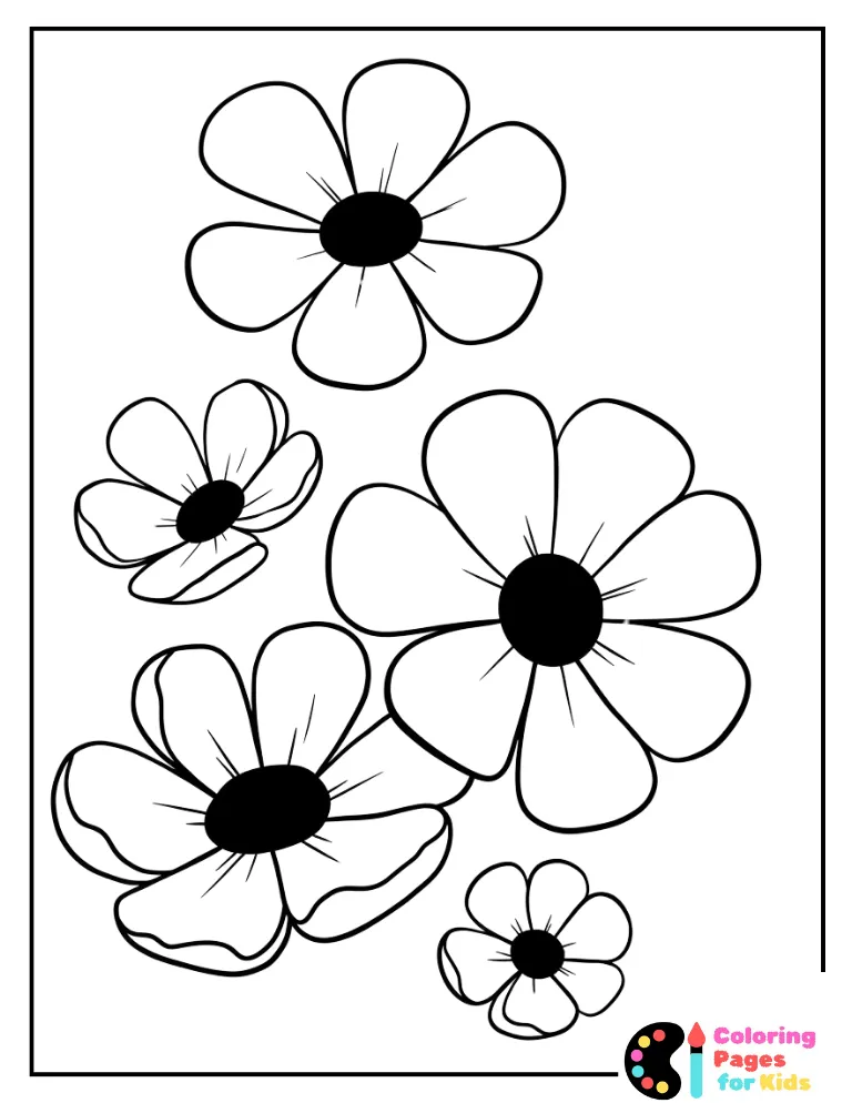 Pretty Flowers in Bloom Coloring Page