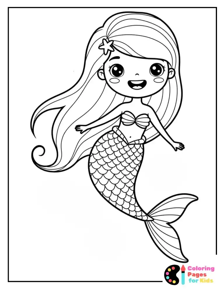 Mermaid Coloring Pages for Kids (Free PDF Printable) 3 Simple Mermaid Coloring Page for Kids