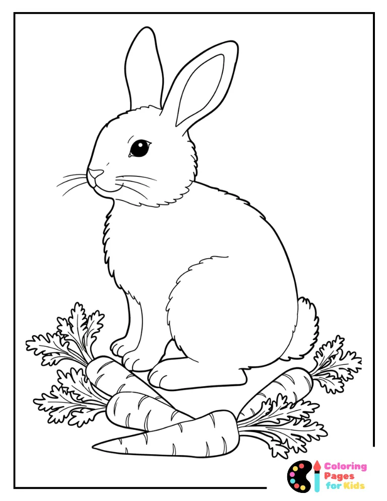 Easter Bunny Coloring Pages for Kids (Free PDF Printable) 18 bunny silhouette with carrots coloring page