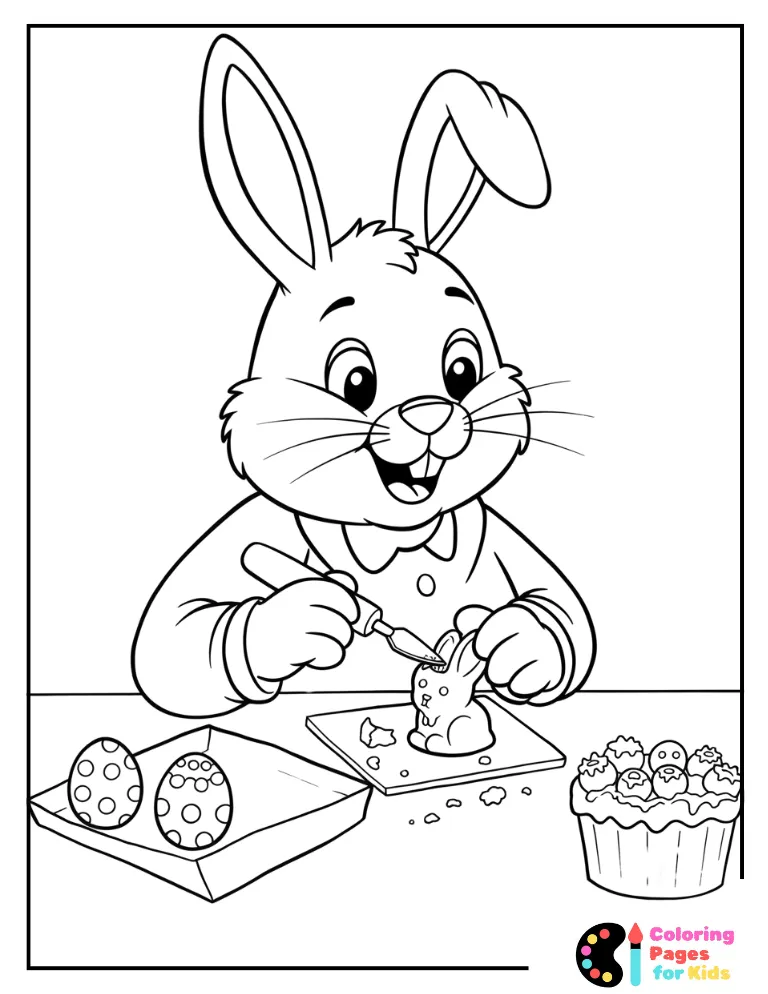 Easter Bunny Coloring Pages for Kids (Free PDF Printable) 12 easter bunny carving chocolate bunny coloring page
