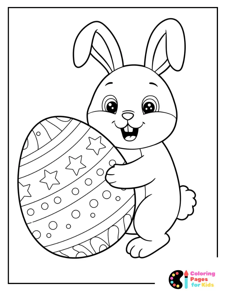 Easter Bunny Coloring Pages for Kids (Free PDF Printable) 11 easter bunny holding giant easter egg coloring page