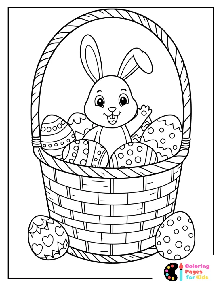 Easter Bunny Coloring Pages for Kids (Free PDF Printable) 10 easter bunny in easter basket coloring page