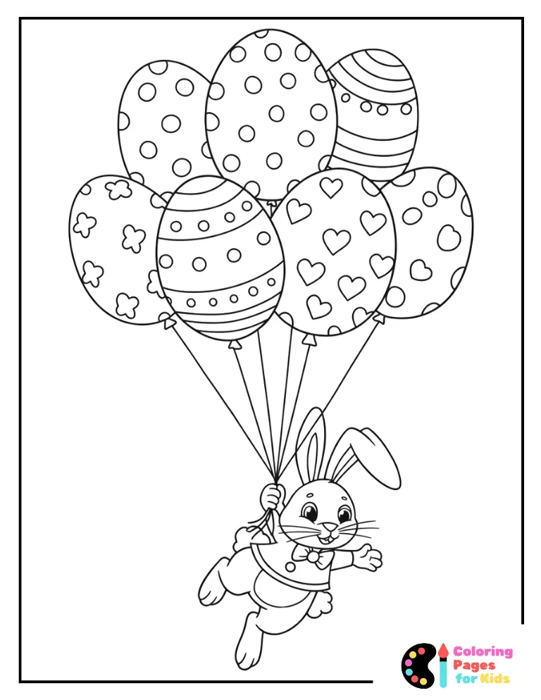 Easter Bunny Coloring Pages for Kids (Free PDF Printable) 6 easter egg balloons coloring page