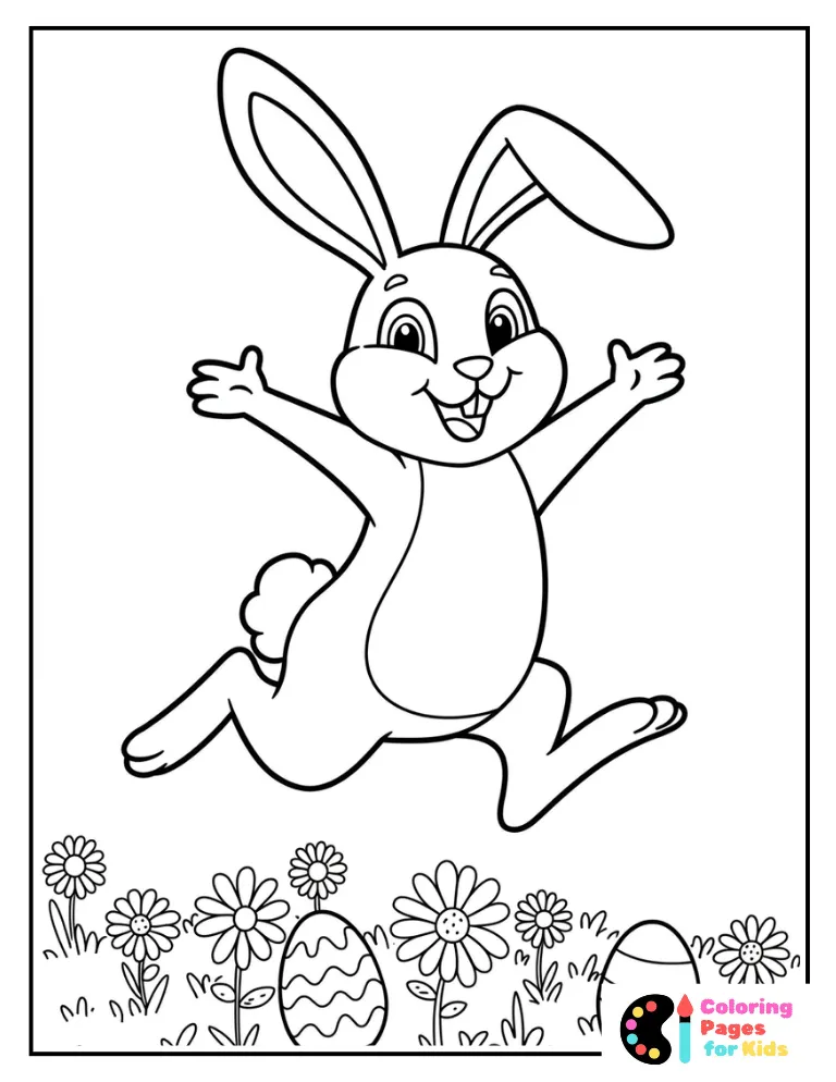 Easter Bunny Coloring Pages for Kids (Free PDF Printable) 4 leaping easter bunny coloring page