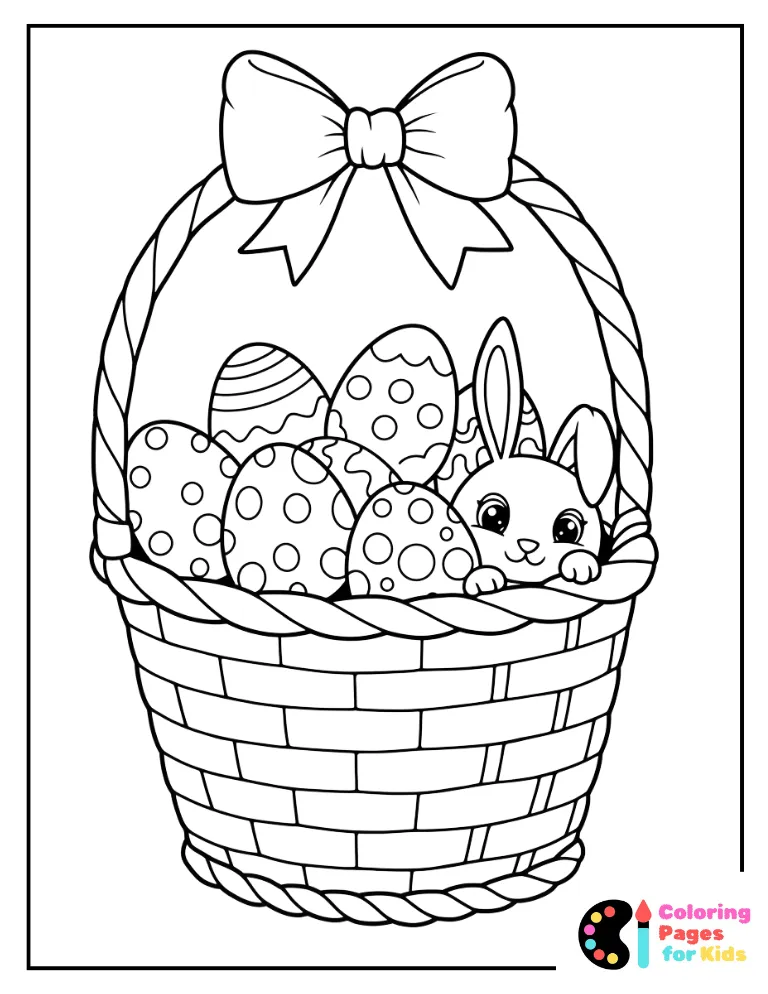Easter Basket with Bunny Coloring Sheet