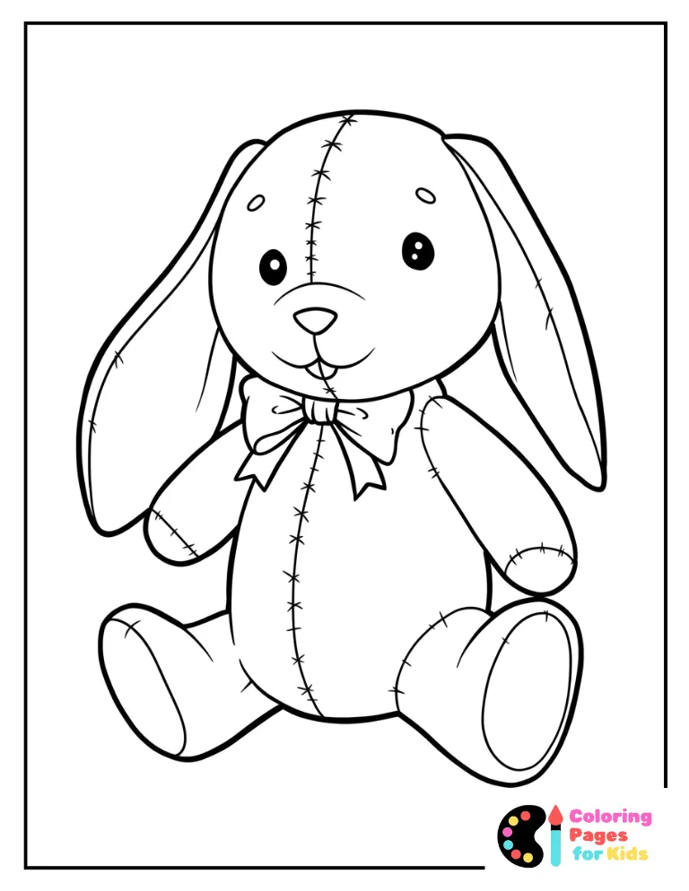 Easter Bunny Stuffie Coloring Page for Kids