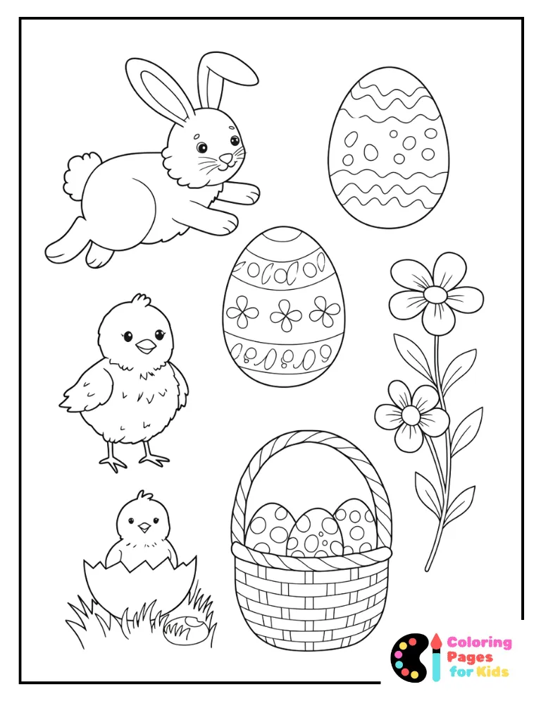 Easter Doodle Page Coloring Sheet