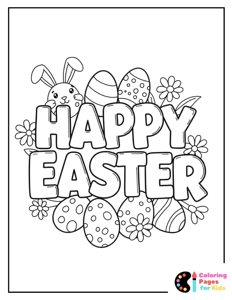 Happy Easter Coloring Page
