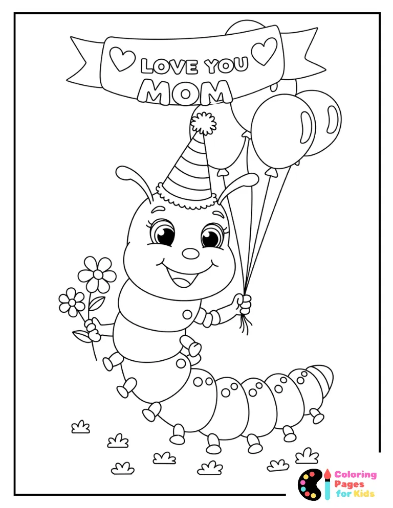 baby caterpillar celebrates mom coloring page for preschoolers