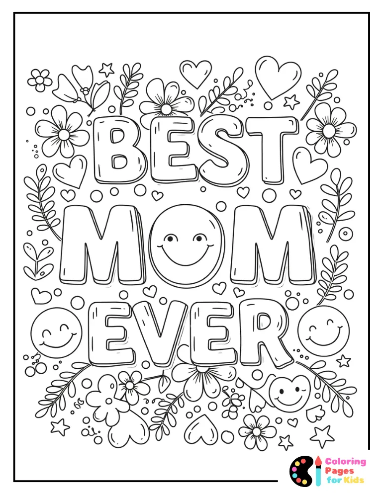 best mom ever lettering coloring page