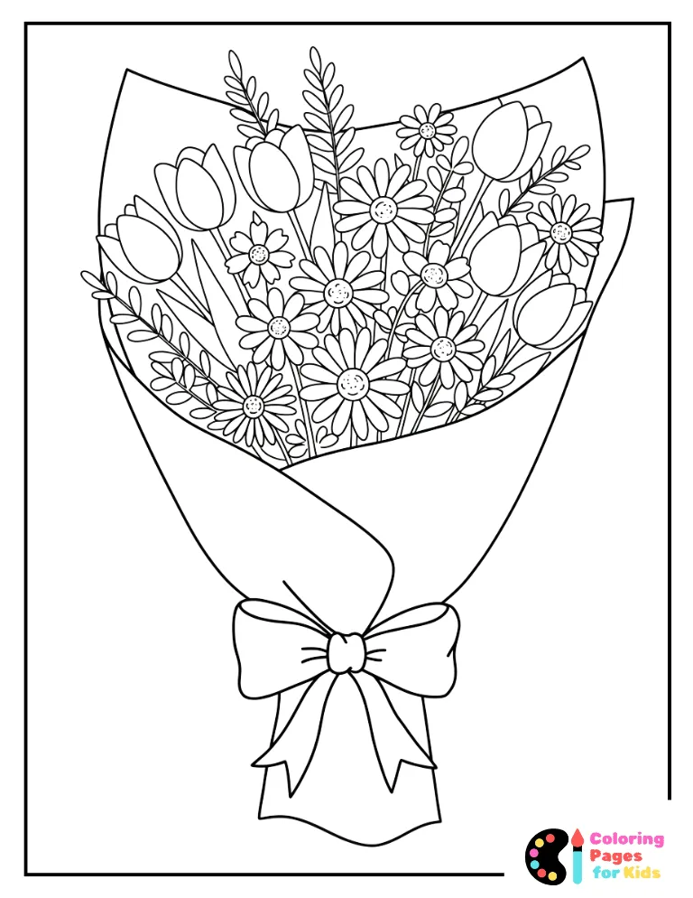 bouquet of flowers for mom coloring page