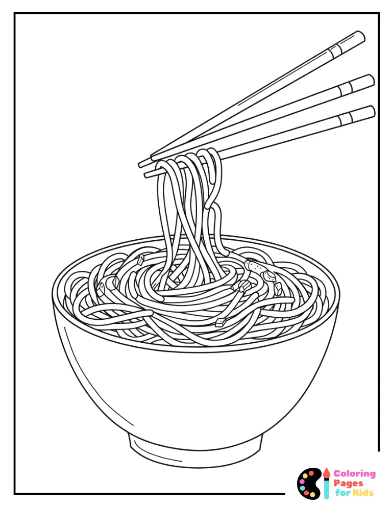 bowl of chinese noodles coloring sheet