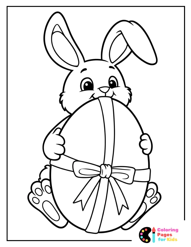 Easter Egg Coloring Pages for Kids (Free PDF Printable) 21 bunny with easter egg coloring page