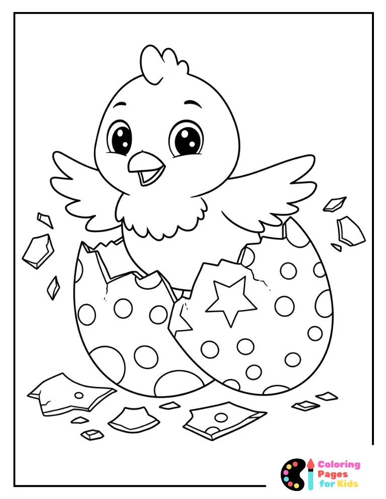 Easter Egg Coloring Pages for Kids (Free PDF Printable) 19 chick hatching from easter egg coloring page