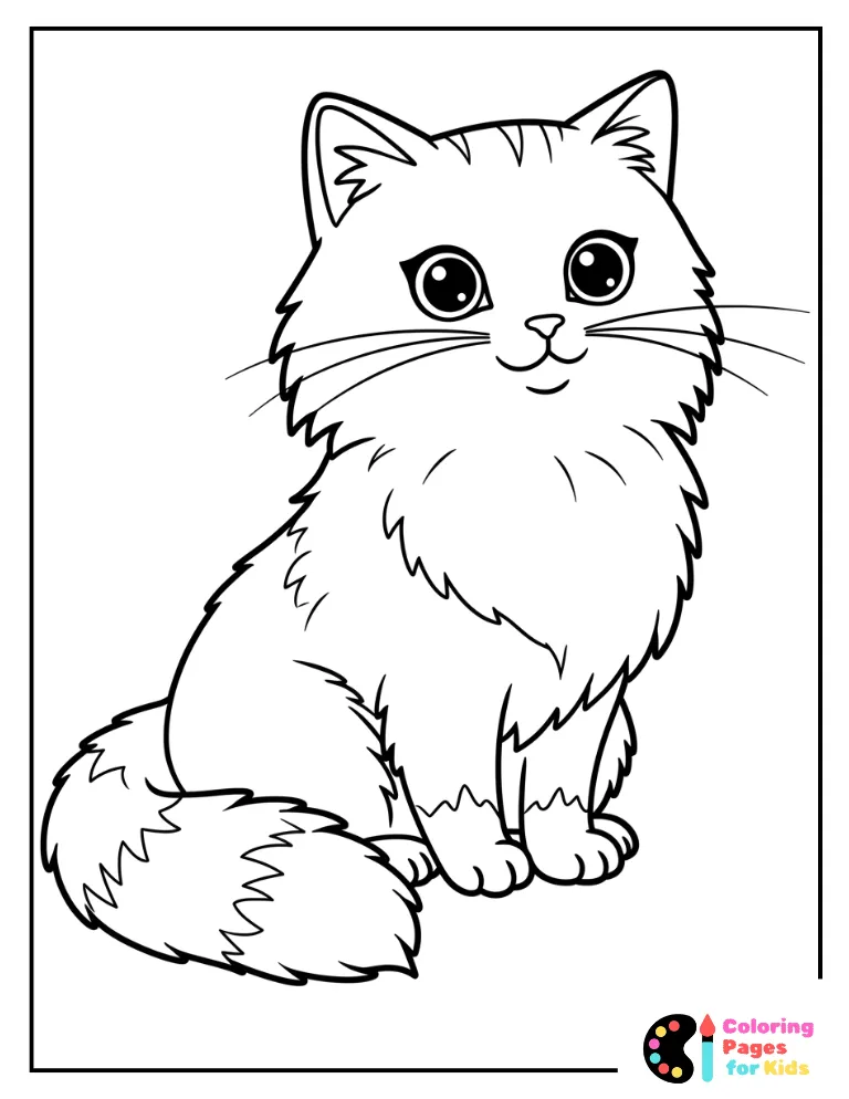 coloring page of furry cat coloring page