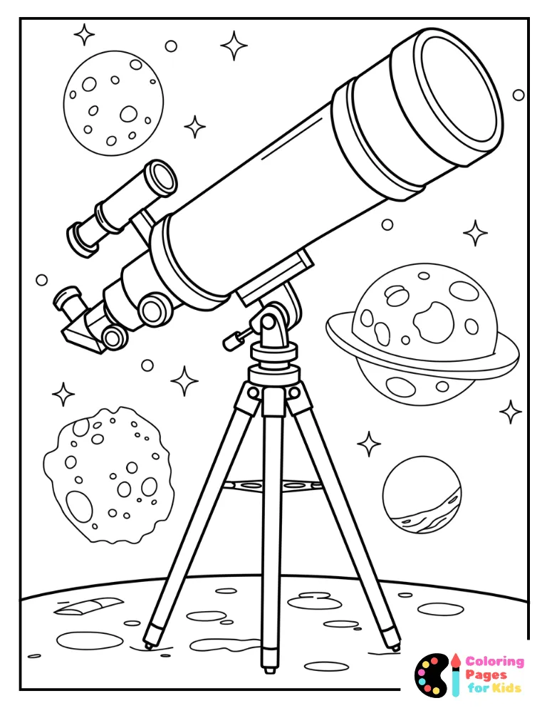 detailed refractor telescope coloring page