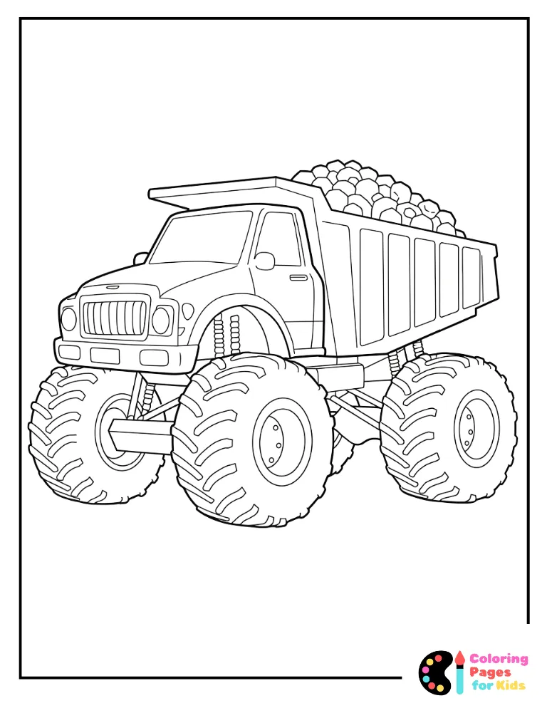 dump truck monster truck coloring page