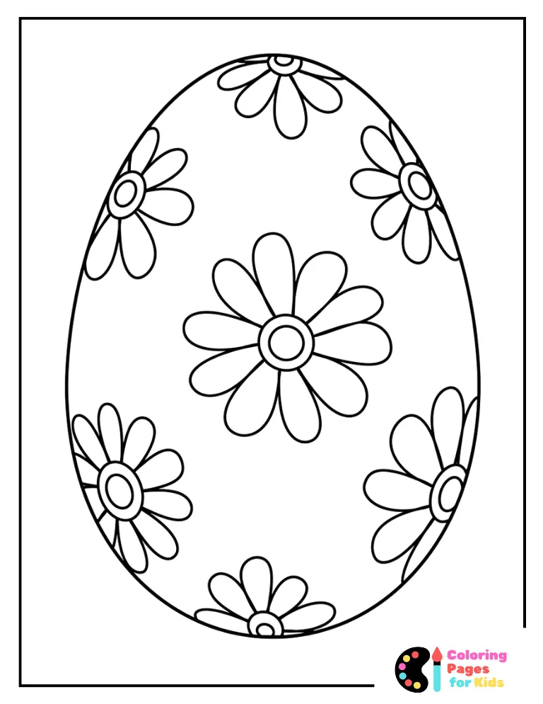 Easter Egg Coloring Pages for Kids (Free PDF Printable) 9 easter egg with flowers coloring page
