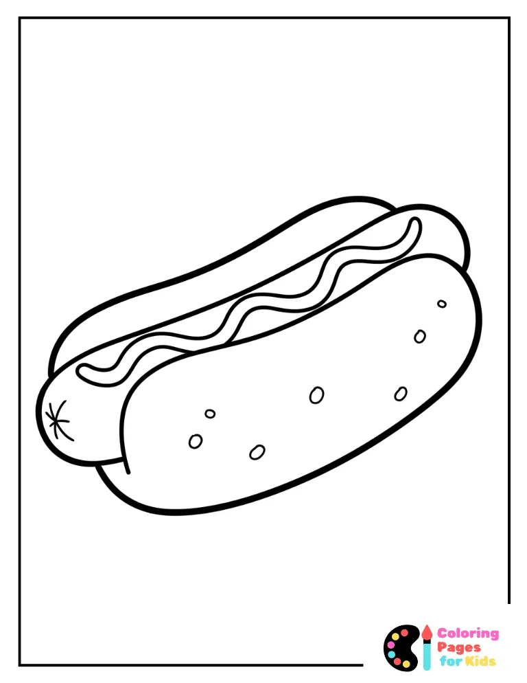 easy to color hot dog coloring page