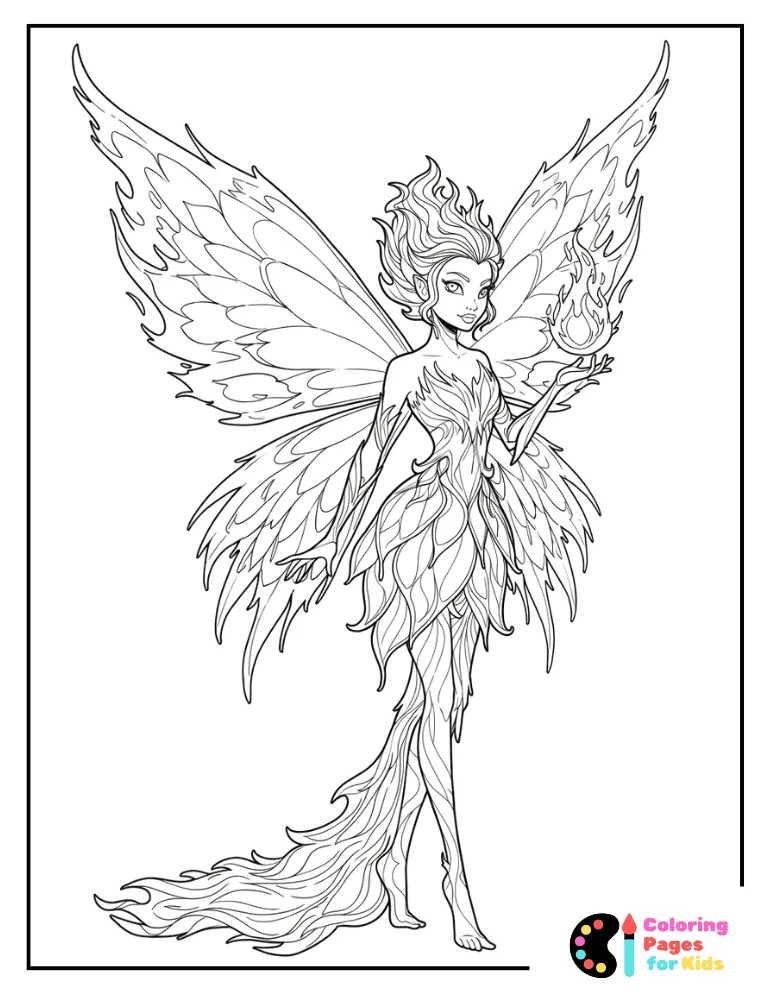 elemental fire fairy coloring pagewater fairy coloring page