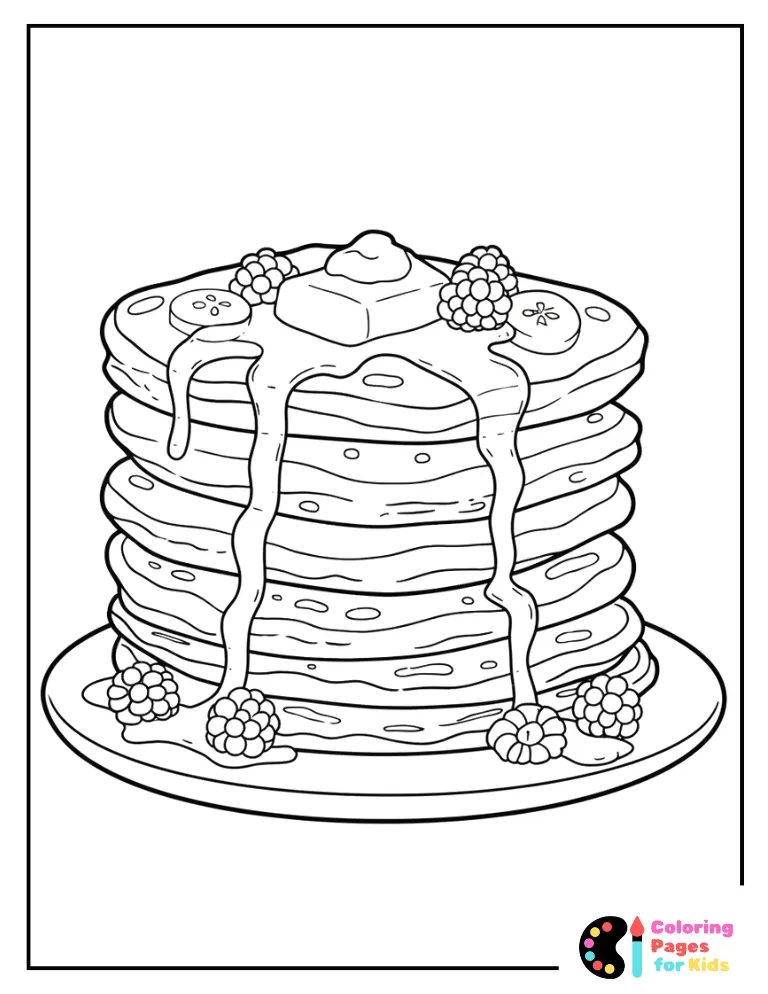 fluffy pancake stack coloring page