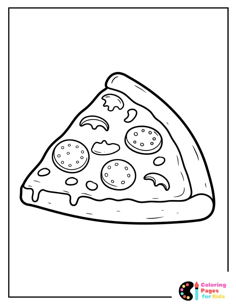 fun and easy pizza coloring page