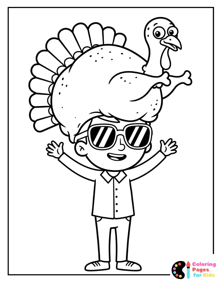 funny friends happy thanksgiving turkey head coloring page