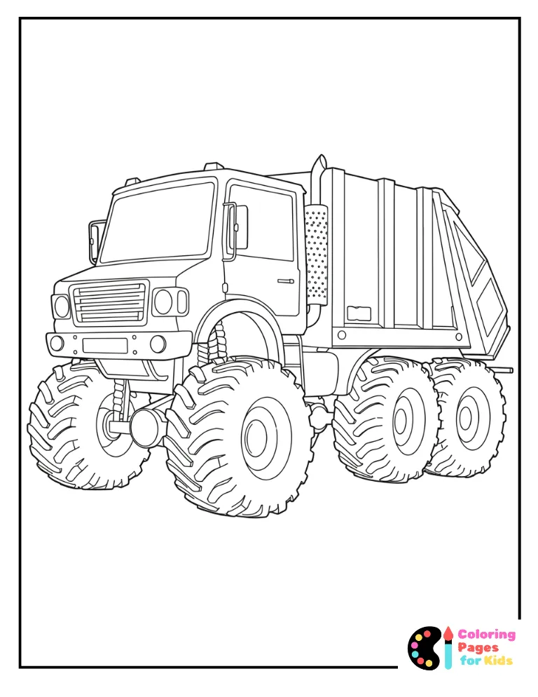 garbage truck monster truck coloring page