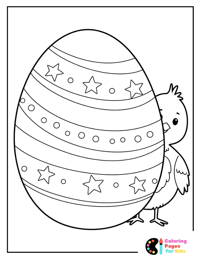 Easter Egg Coloring Pages for Kids (Free PDF Printable) 4 giant easter egg with chick coloring page