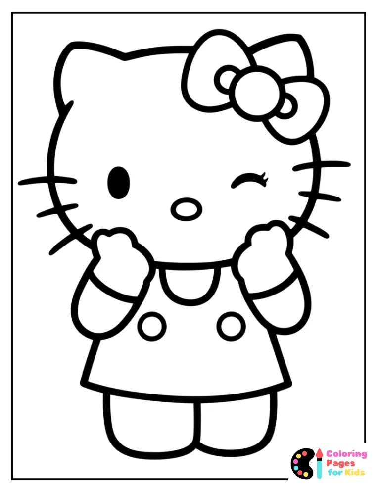 hello kitty winking coloring sheet