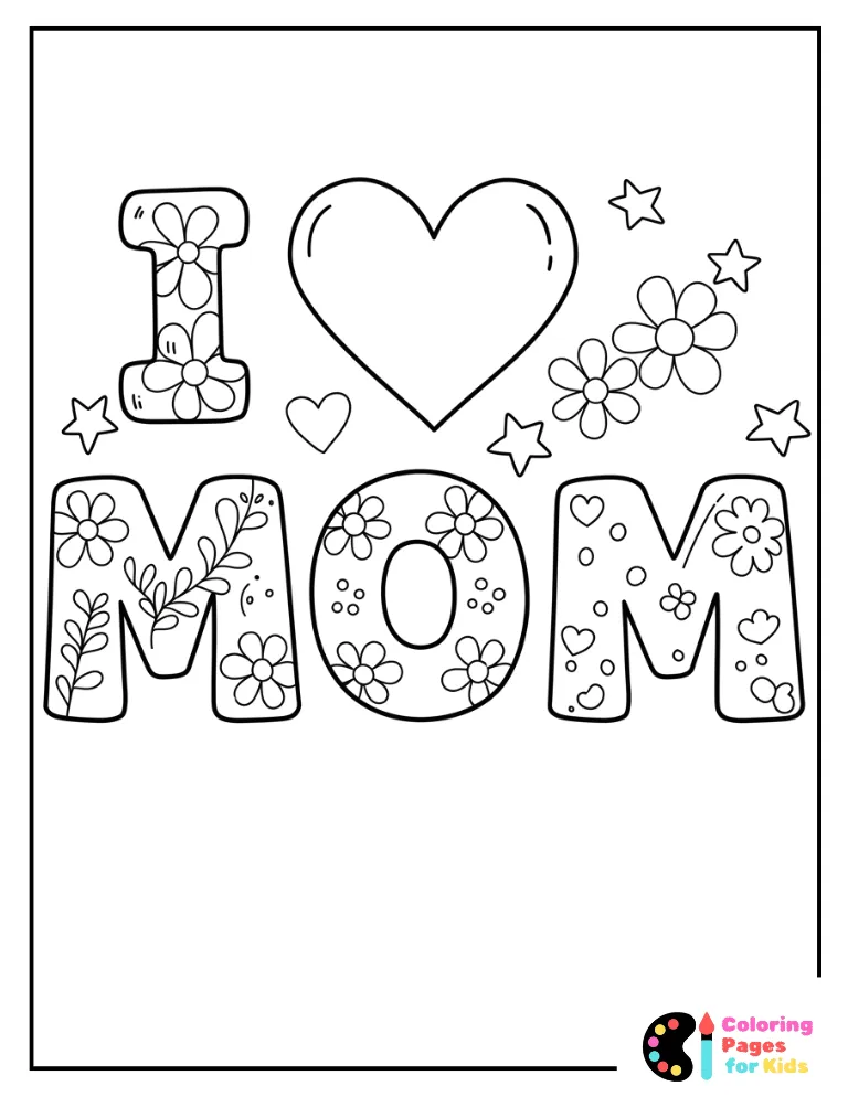 i love mom coloring page