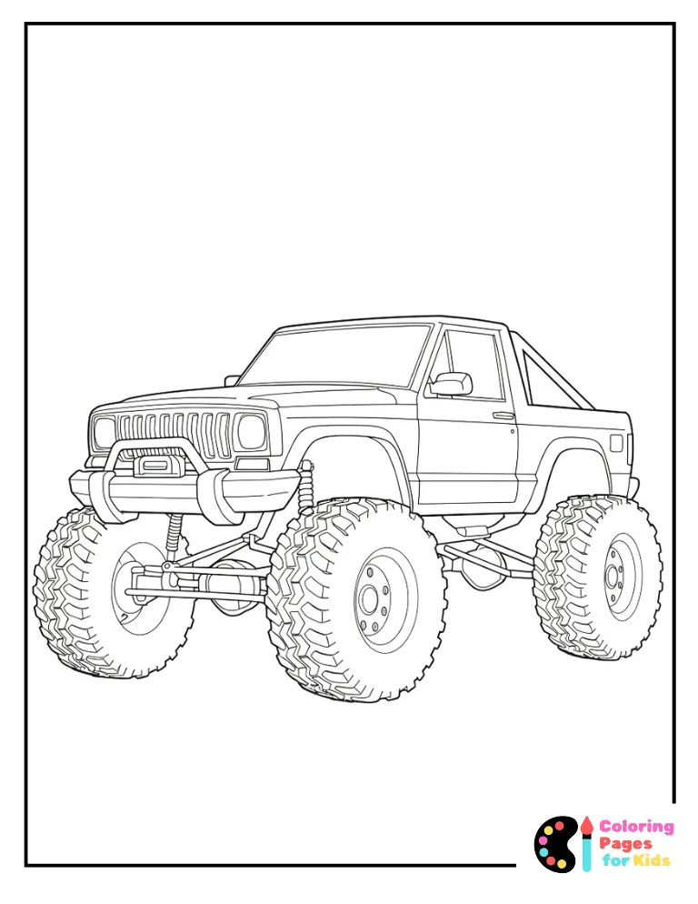 jeep monster truck coloring pagetruck in the forest coloring page for kids