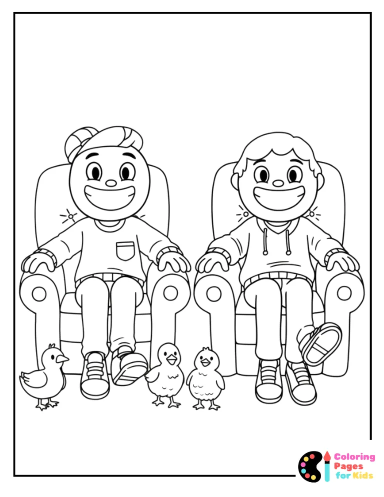 joey and chandler sitting on la-z-boy chairs coloring sheet