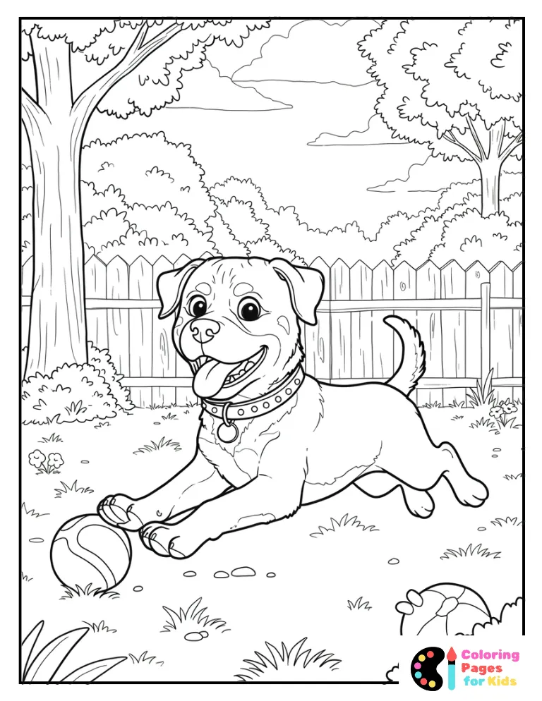 playful rottweiler pup dashing across the backyard