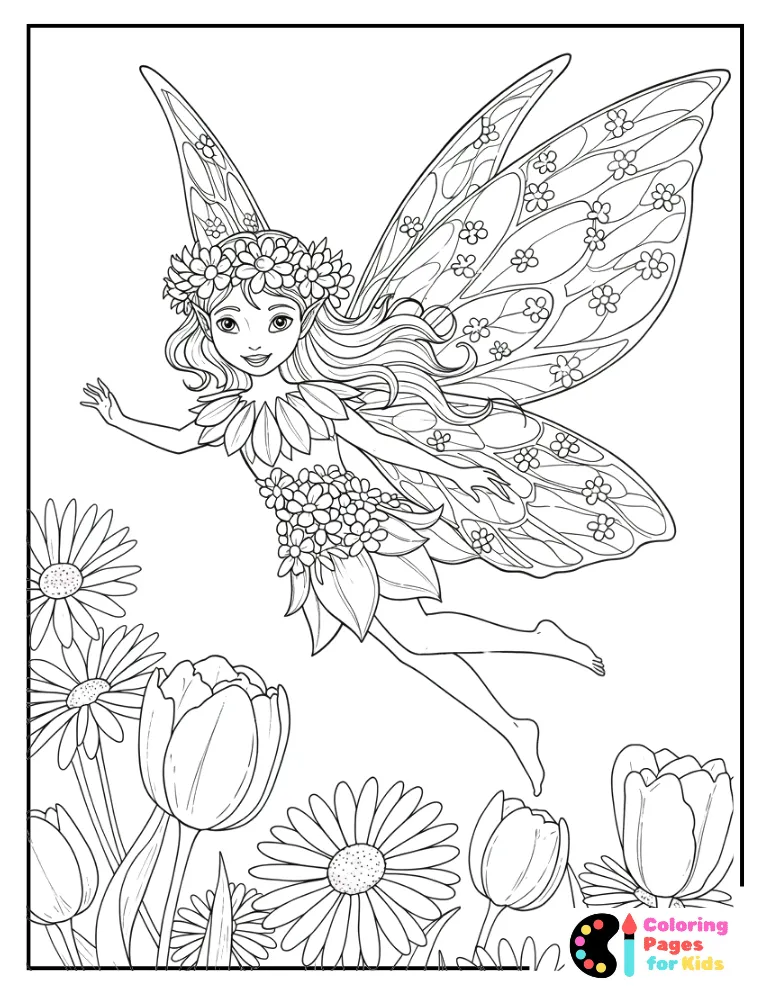 spring fairy coloring page