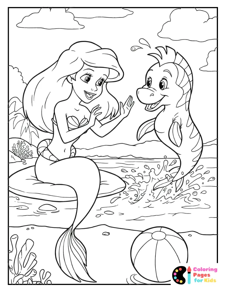 treasure and ariel playing at the beach