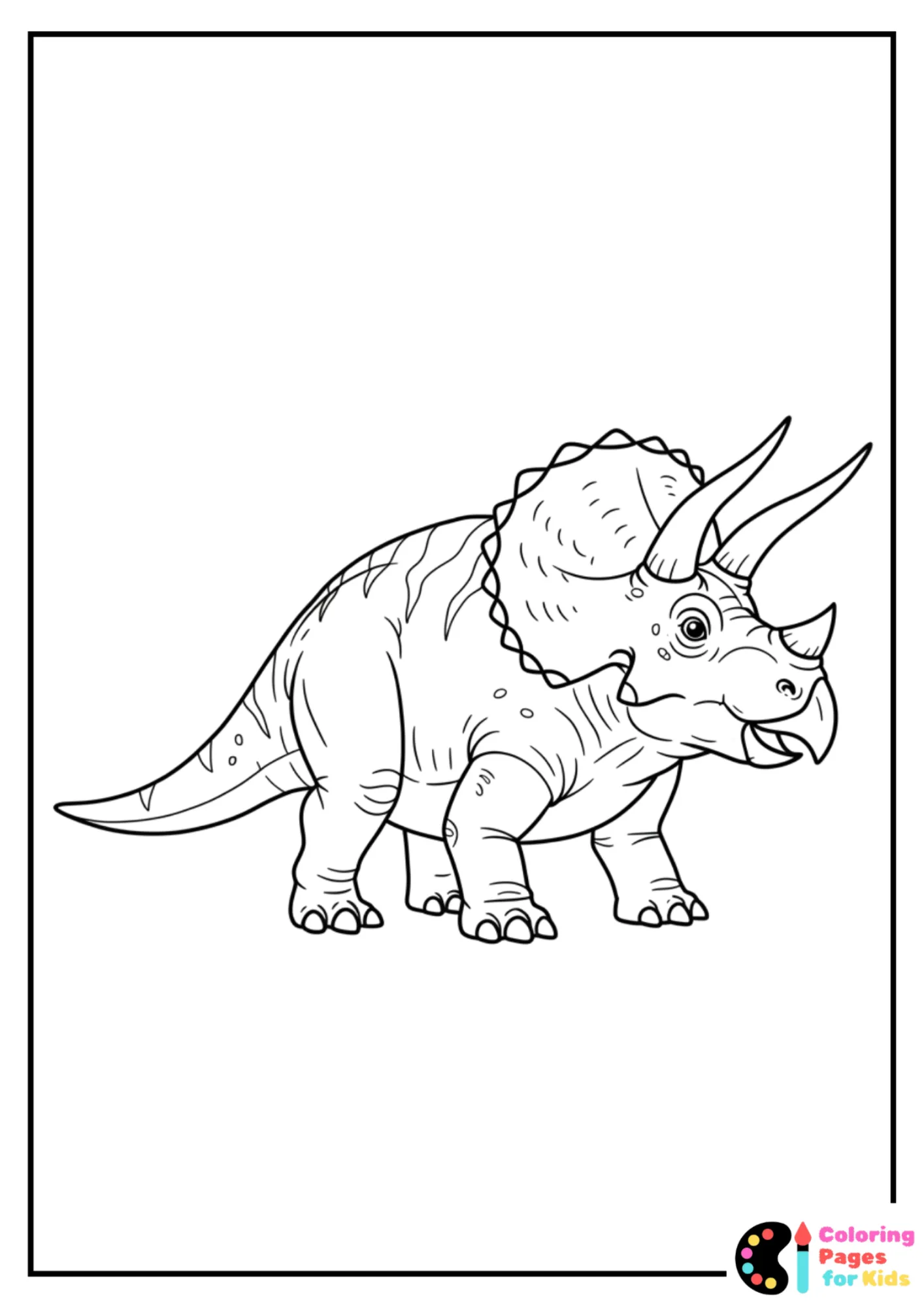 adult triceratops in water coloring sheet