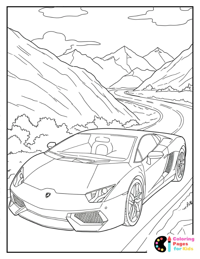 aventador in mountains coloring page