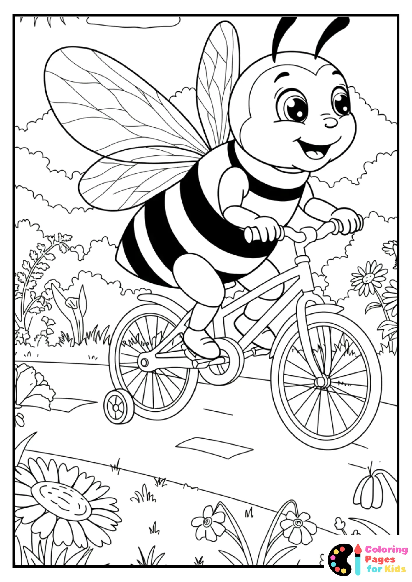 bee on bike coloring sheet