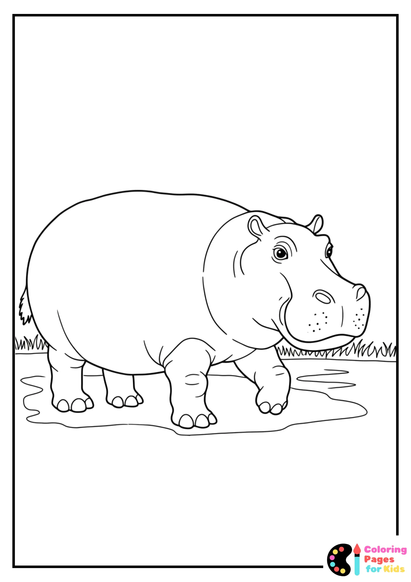 Hippo Coloring Pages for Kids (Free PDF Printable) 21 big adult hippo walking coloring page