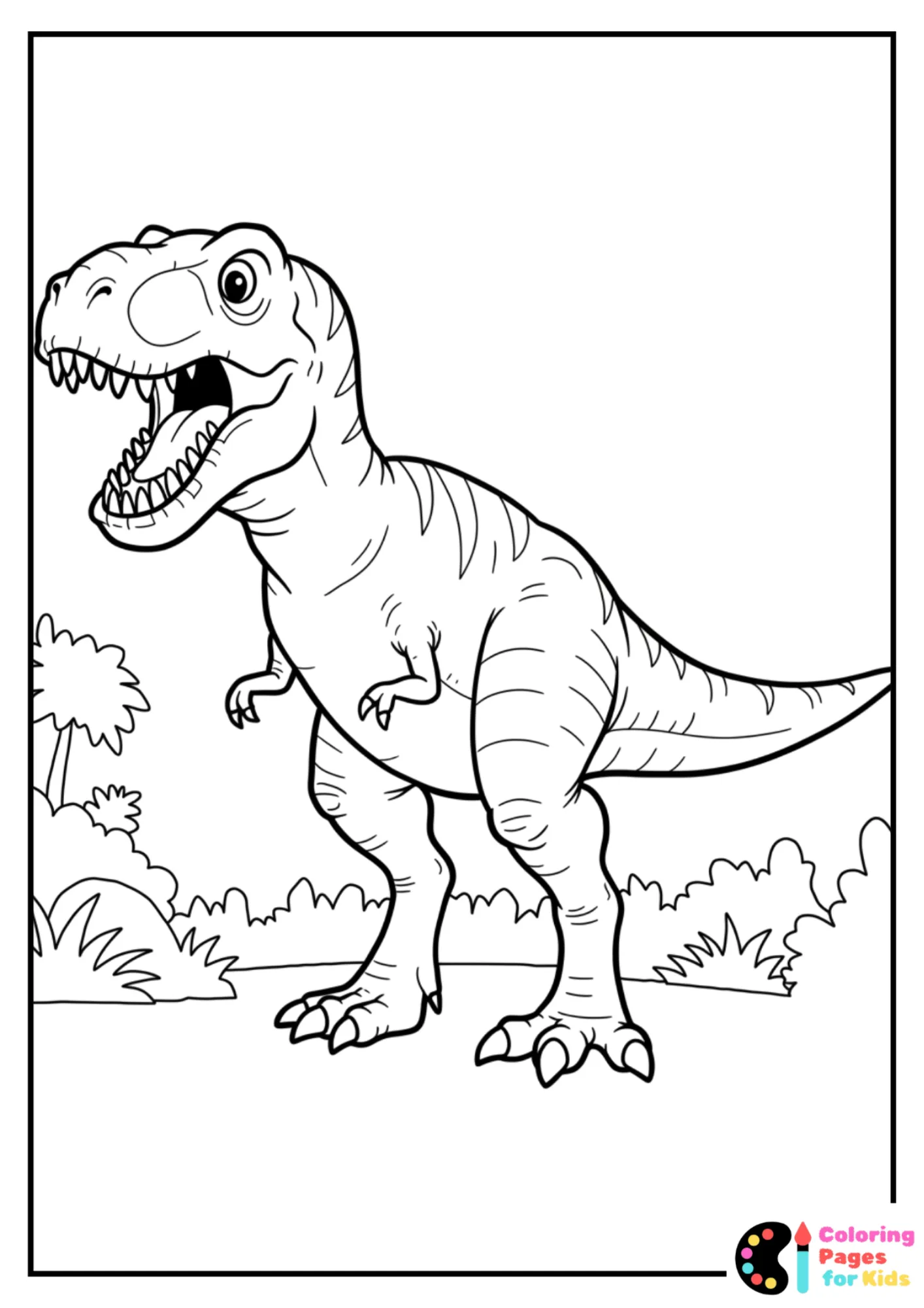 big t-rex under stars coloring page