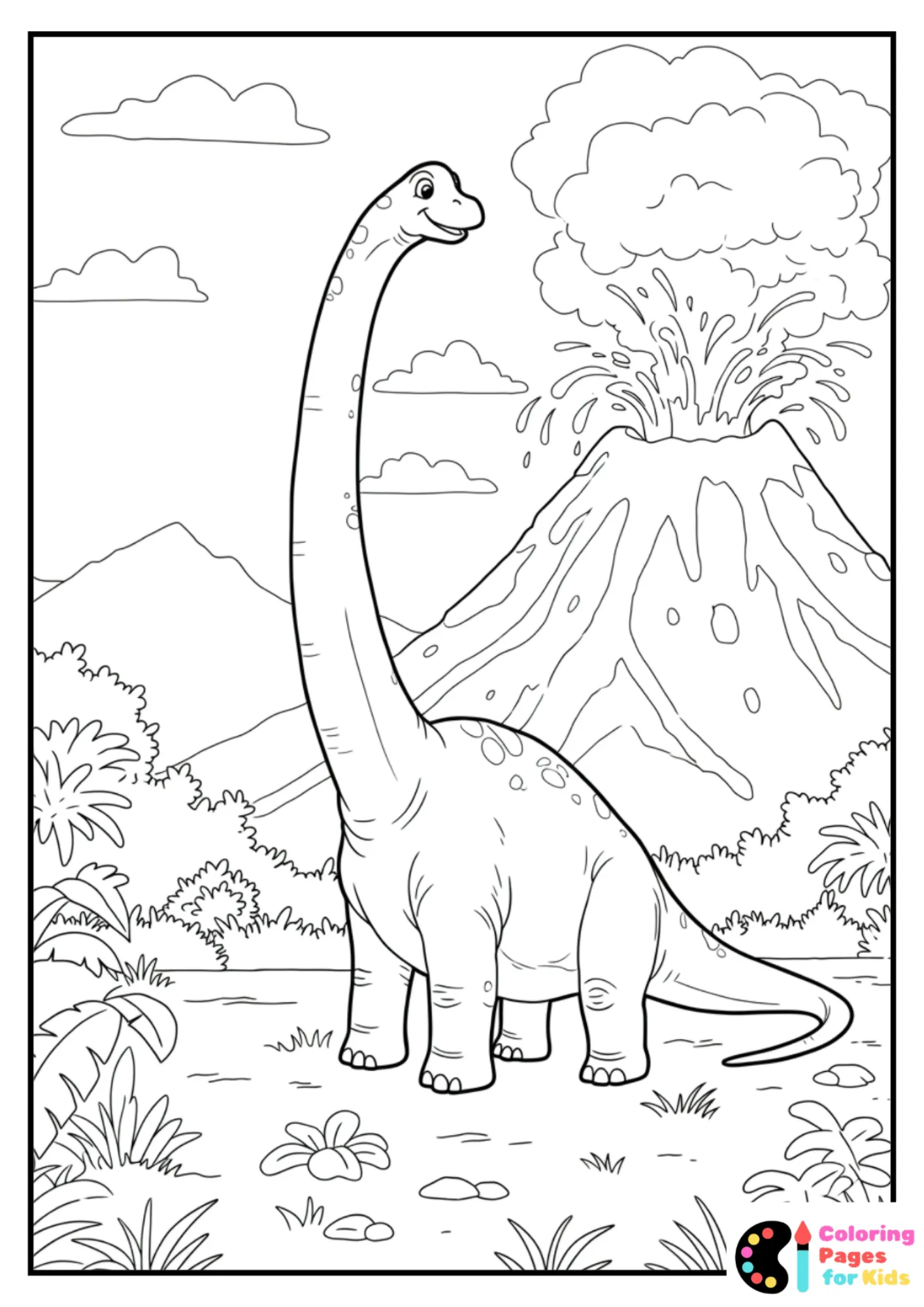 brachiosaurus during eruption coloring sheet