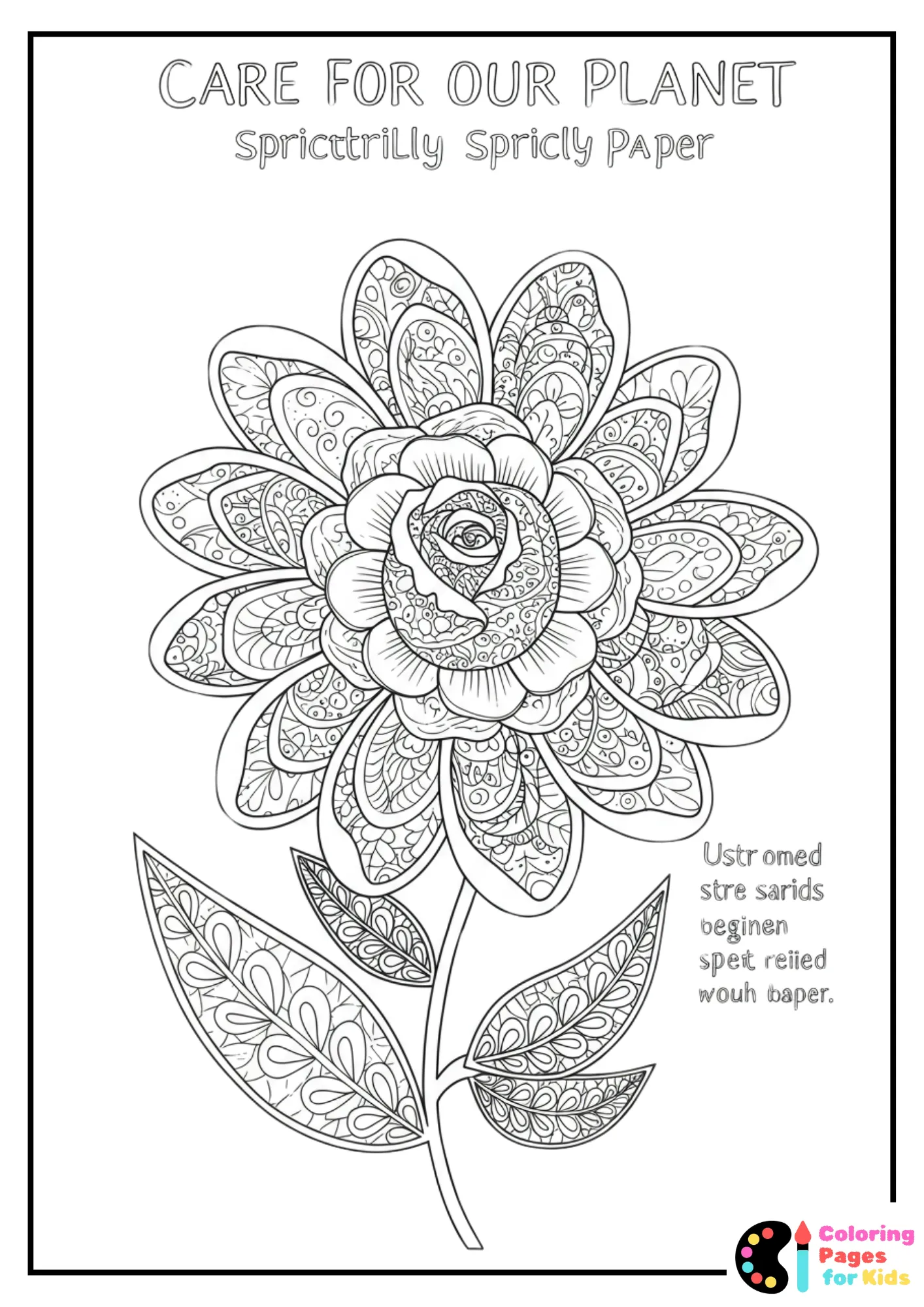 care for our planet zentangle coloring page
