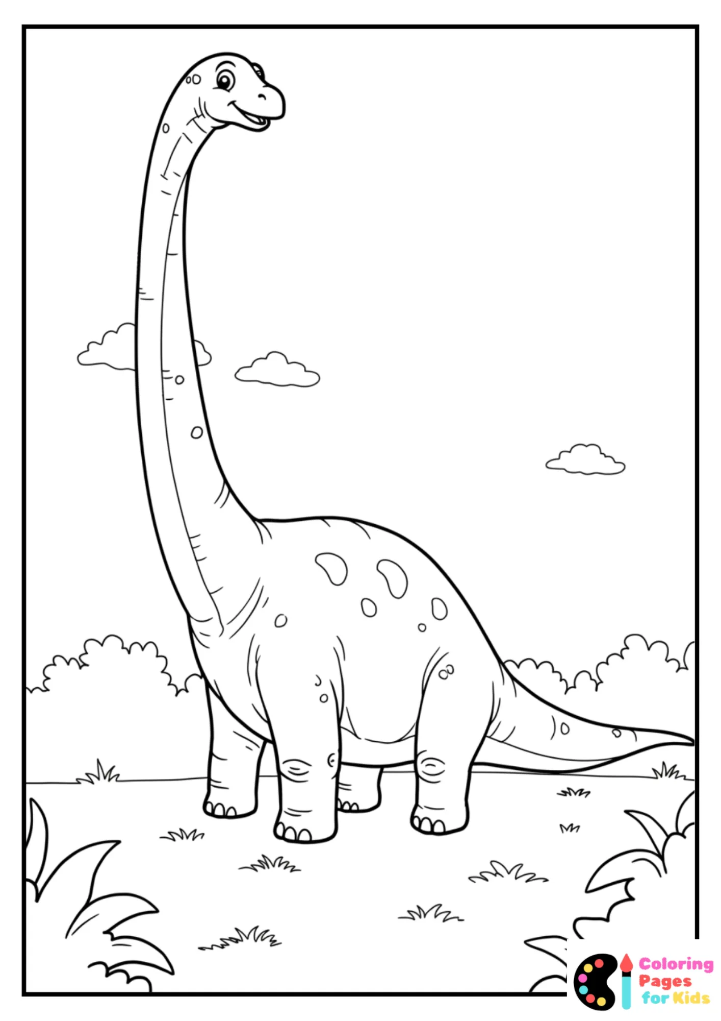 cartoon brachiosaurus coloring page for kids