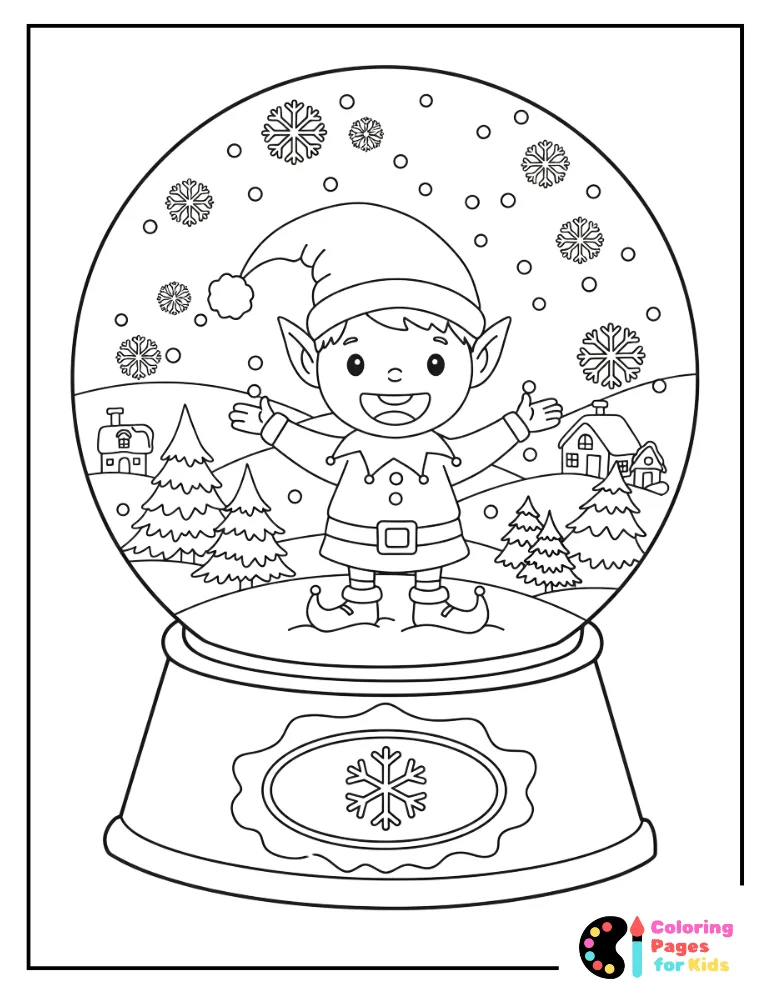 Snow Globe Coloring Pages for Kids (Free PDF Printable) 25 cheerful elf snow globe coloring page