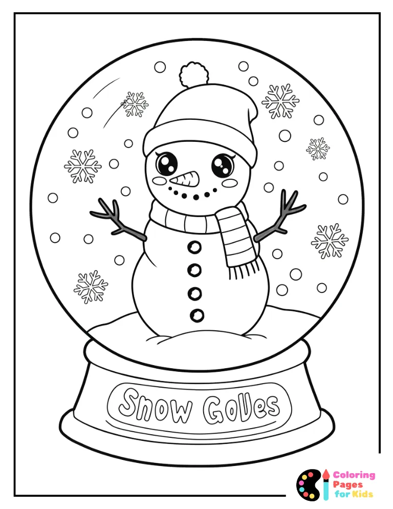 Snow Globe Coloring Pages for Kids (Free PDF Printable) 24 chibi snowman snow globe for kids (1)