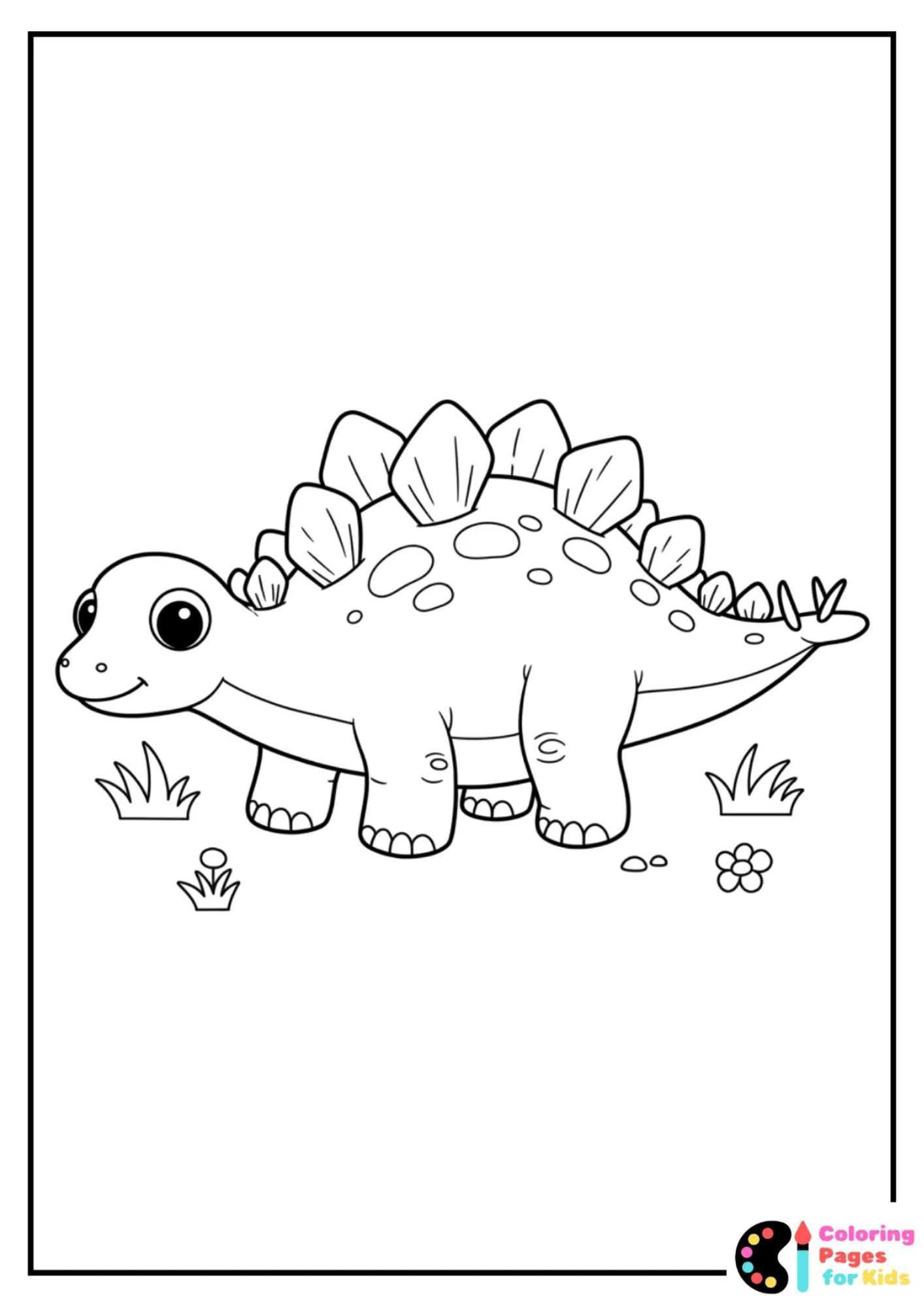 chibi stegosaurus coloring page for preschoolers